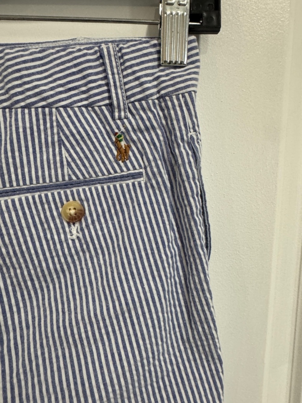Polo Ralph Lauren Boys Sz10 Blue White Striped Seersucker Shorts Classic Preppy - Picture 4 of 9